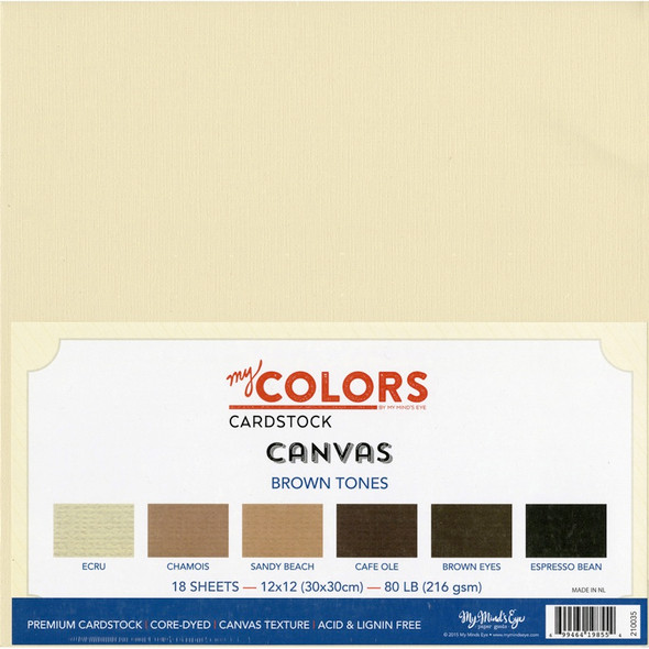 MY COLORS - Canvas Cardstock Bundle 12"X12" 18/Pkg-Brown Tones (MC210035) 699464198554