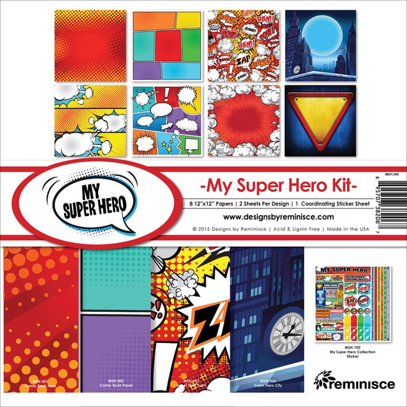 REMINISCE - Collection Kit 12"X12"-My Super Hero Scrapbooking Paper (MSH200) 895707382067