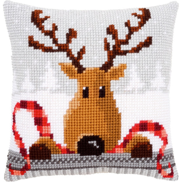 VERVACO - Reindeer With A Red Scarf I Cushion Cross Stitch Kit-16"X16" (V0148051) 5413480385980