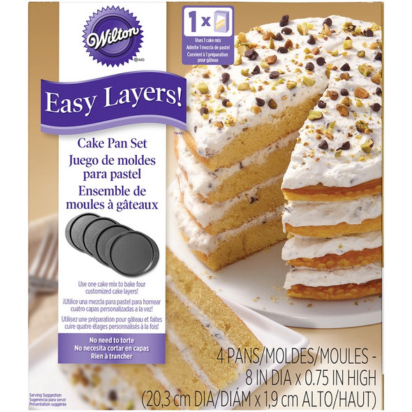 WILTON - Easy Layers Cake Pans 4/Pkg-Round 8" (W0188) 070896121882