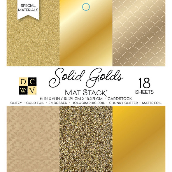 AMERICAN CRAFTS - DCWV Cardstock Stack 6"X6" 18/Pkg-Golds with Specialty Finishes (600120) 611356303280