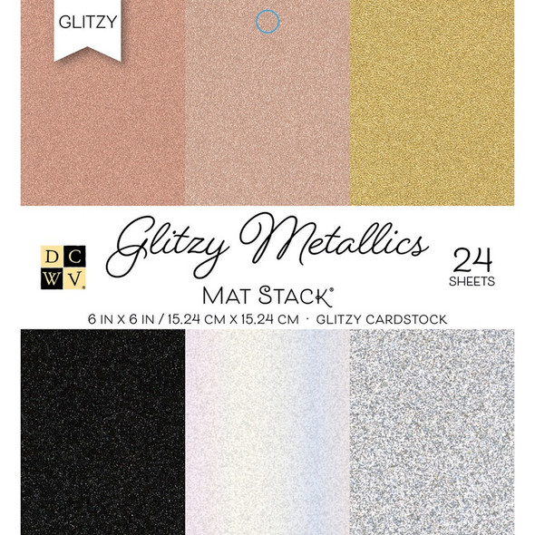 AMERICAN CRAFTS - DCWV Cardstock Stack 6"X6" 24/Pkg-Metallics with Glitzy Glitter (600130) 611356303372