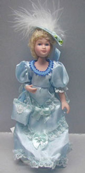 NEW CREATIONS 1" Scale Dollhouse Miniature - Victorian Lady- Light Blue (DL012)