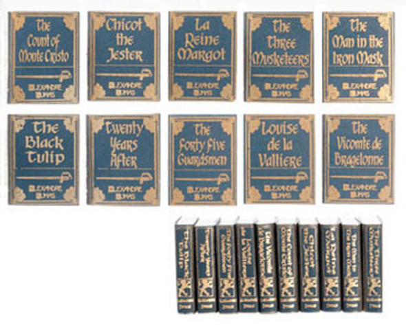 NEW CREATIONS - 1" Scale Dumas Alexandre Set of 10 Books Dollhouse Miniature (NI138)