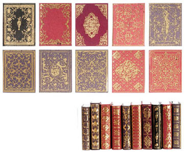 NEW CREATIONS - 1" Scale Orn. Books - No Titles - Foil 10 Book Set Dollhouse Miniature (NI172)