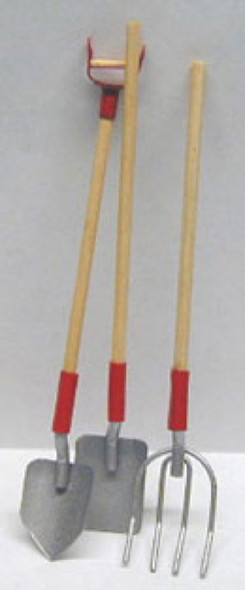 NEW CREATIONS - 1" Scale Dollhouse Miniature - Set of 3 Spade Shovel Pitch Fork (RA0142)