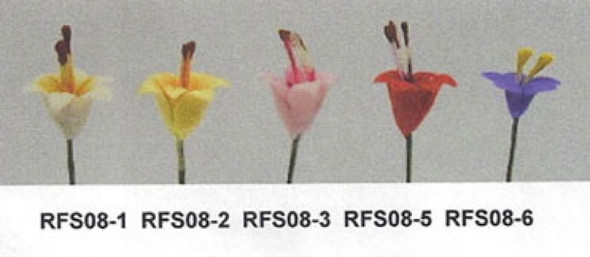 NEW CREATIONS - 1" Scale Dollhouse Miniature - Red Lily Stems Set Of 12 (RFS08-5)