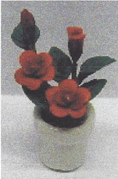 NEW CREATIONS - 1" Scale Dollhouse Miniature - Red Rose Plant (RP0119)