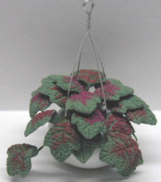 NEW CREATIONS - 1" Scale Dollhouse Miniature - Hanging Plant with Tropical Dark Green Leaves 2 3/8 Inches (RP0761)