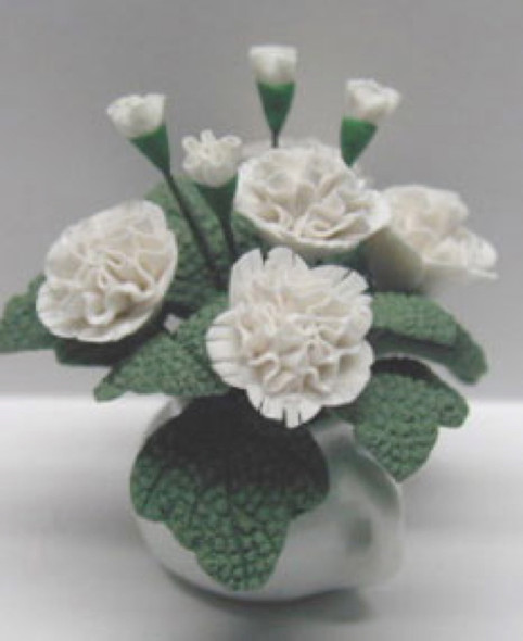 NEW CREATIONS - 1" Scale Dollhouse Miniature - White Carnation In White Container 1 1/2 (RP0790)