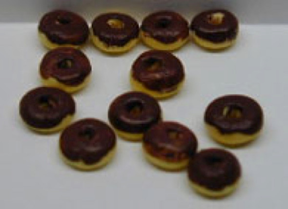 NEW CREATIONS - 1" Scale Dollhouse Miniature - Chocolate Covered Donuts Set of 12 (RR0252)