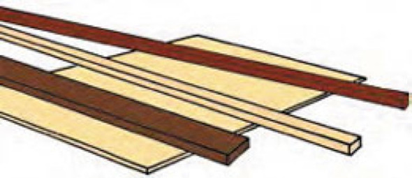 NORTHEASTERN SCALE LUMBER - Stripwood 1/16 X 3/8 Mahogany (189M)