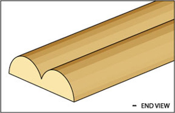 NORTHEASTERN SCALE LUMBER - 1 Inch Scale Dollhouse Miniature - (basswood) Double Bead 3/32 (NE872)