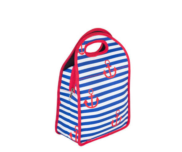ZEE'S CREATIONS - Neoprene Lunch Tote - Stripes & Anchors (NP707) 817441015650