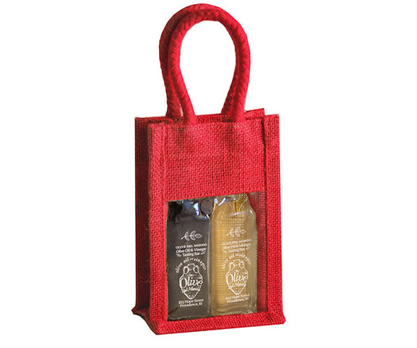 BELLA VITA - OJ2 Sampler Red - Jute 2 Sample Bottle Olive Oil Bags (OJ2SAMPLERRED) 822372202482