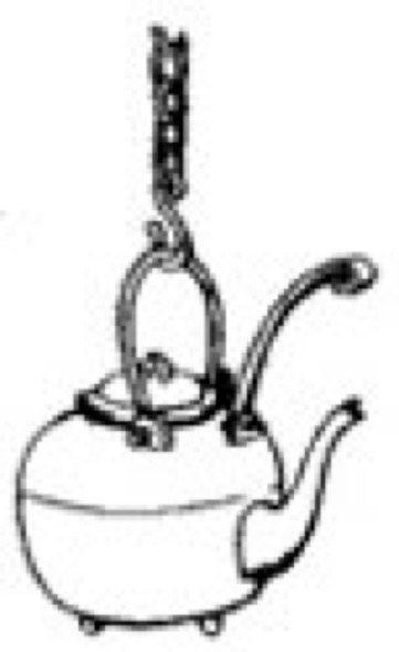 OLDE MOUNTAIN MINIATURES - 1" Scale Dollhouse Miniature - Tea Kettle to Hang from Fireplace Crane (G120)