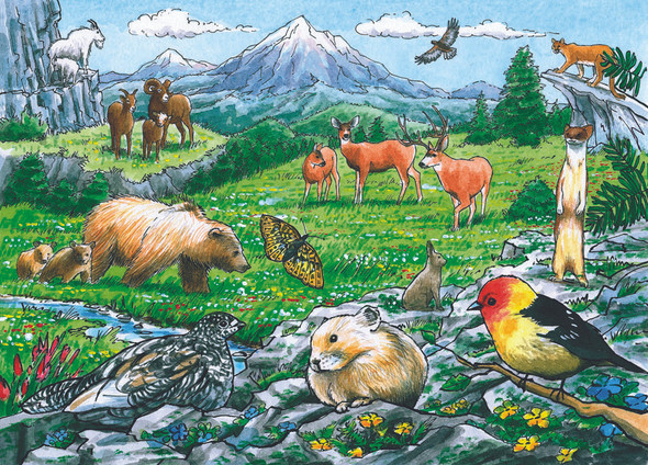 OUTSET MEDIA GAMES - Rocky Mountain Wildlife Tray 35 Piece Framed Jigsaw Puzzle (OM58806) 625012588065