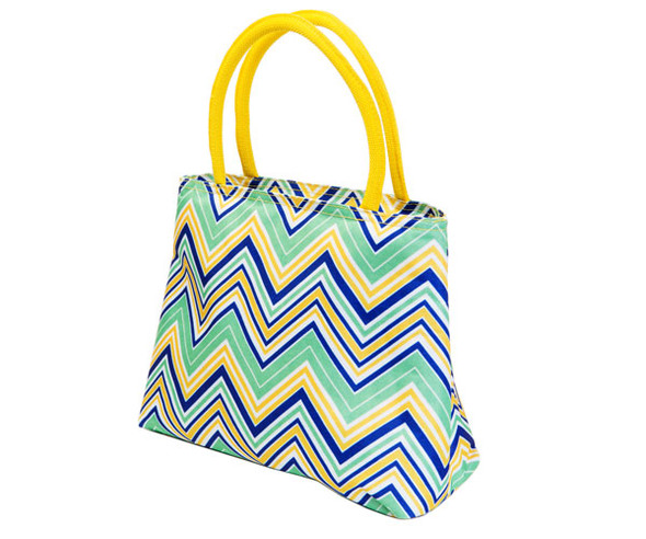 ZEE'S CREATIONS - Insulated Lunch Tote - Yellow/Multi Chevrons (P2005) 817441016336