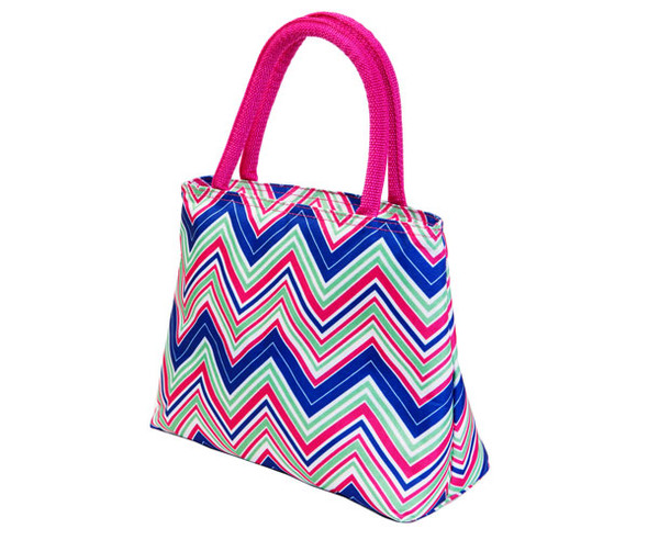 ZEE'S CREATIONS - Insulated Lunch Tote - Pink/Multi Chevrons (P2006) 817441016343