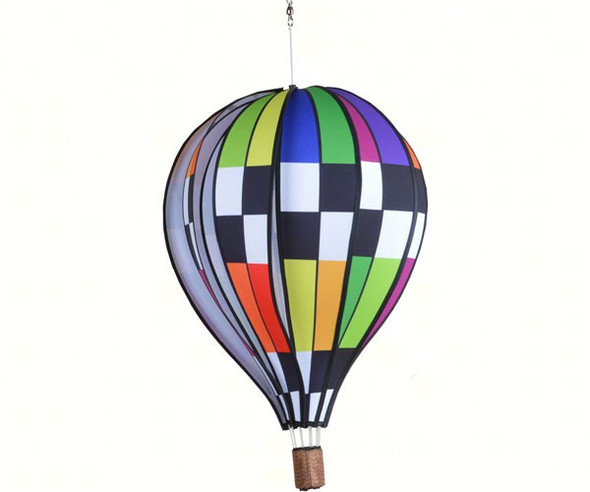 PREMIER DESIGNS - Checkered Rainbow 22 inch Hot Air Balloon Wind Spinner PD25745 630104257453