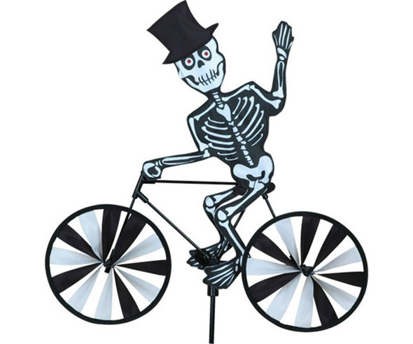 PREMIER DESIGNS - 20 inch Skeleton Bicycle (Halloween) Wind Garden Spinner (PD26861) 630104268619