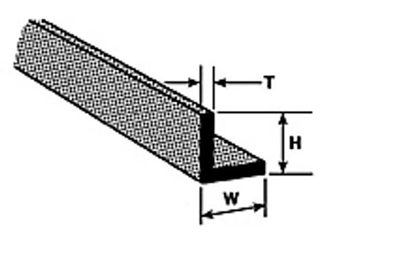 PLASTRUCT - Scale Structural Shapes - 1-16" Angle Beam ABS (PLA-A-2) (90002) 764050900023