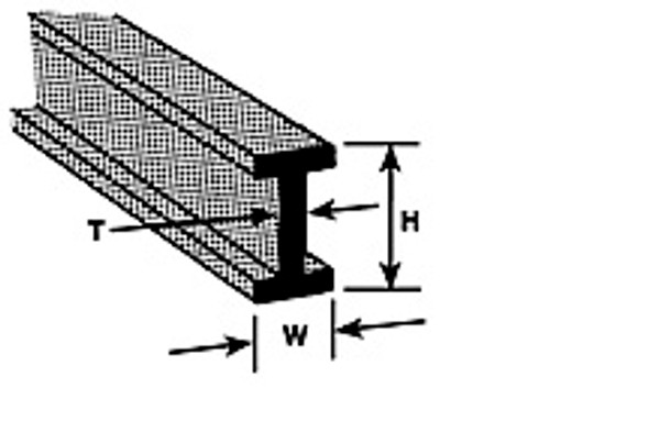 PLASTRUCT - Scale Structural Shapes - 3-8" I Beam ABS (PLA-B-12) (90027) 764050900276