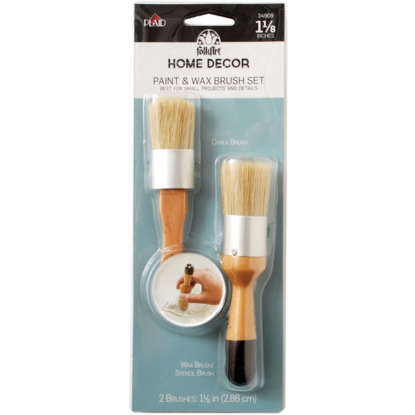 PLAID CRAFTS - Folkart Home Decor Paint & Wax Brush Set - (HDC34909) - 028995349096