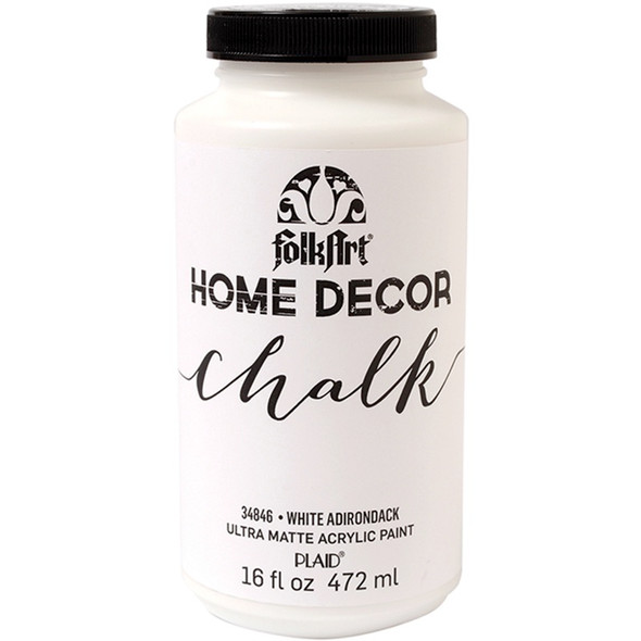 PLAID CRAFTS - Folkart Home Decor Chalk Paint 16oz-White Adirondack (HDCHLK16-34846) 028995348464