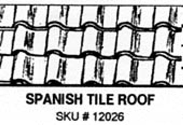 PRECISION PRODUCTS - Half Scale (1/2" Scale) Dollhouse Miniature Plastic Styrene Pattern Sheet Stock - Spanish Roof Tile (PRE1226)