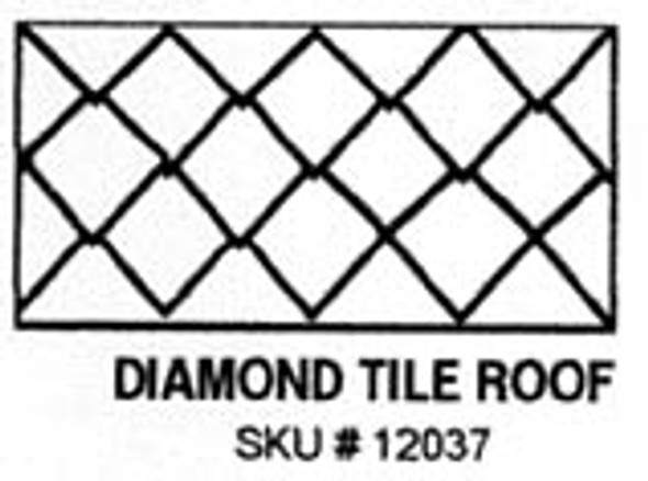 PRECISION PRODUCTS - Half Scale (1/2" Scale) Dollhouse Miniature Plastic Styrene Pattern Sheet Stock - Diamond Tile Roof (PRE1237)