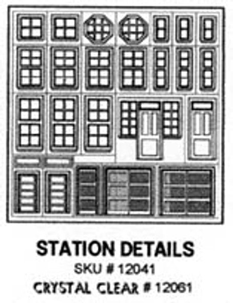 PRECISION PRODUCTS - Half Scale (1/2" Scale) Dollhouse Miniature Plastic Styrene Pattern Sheet Stock - Station Windows And Doors (PRE1241)