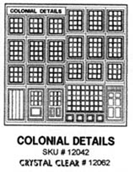 PRECISION PRODUCTS - Half Scale (1/2" Scale) Dollhouse Miniature Plastic Styrene Pattern Sheet Stock - Colonial Windows And Doors (PRE1242) 749939285484