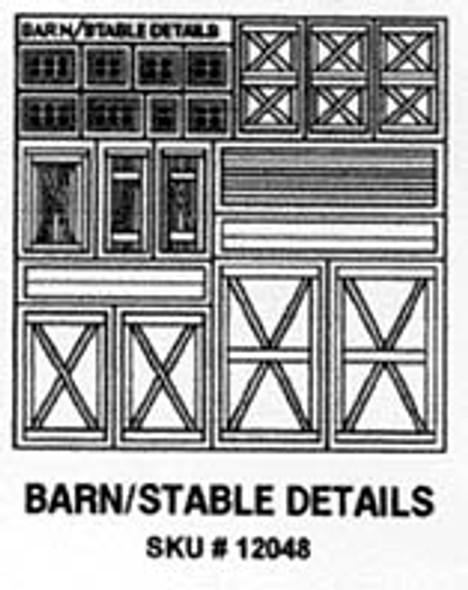 PRECISION PRODUCTS - Half Scale (1/2" Scale) Dollhouse Miniature Plastic Styrene Pattern Sheet Stock - Barn Stable Detail Sheet (PRE1248)