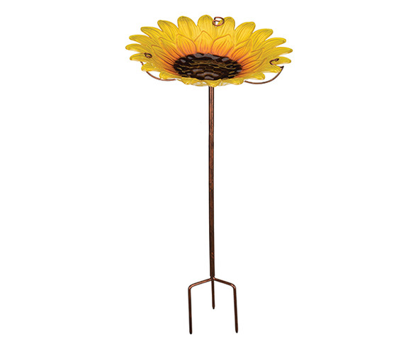 REGAL ART & GIFT - Glass Birdbath/Feeder Stake - Sunflower REGAL11921 657641119211