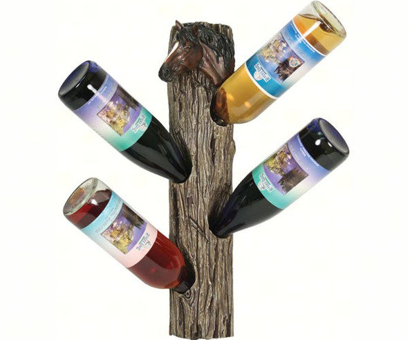 RIVER'S EDGE - Horse 4 Wine Bottle Holder Wall Mount REP947 643323947005