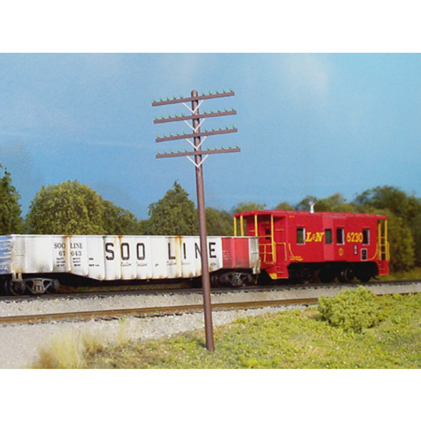 RIX Model Railroad - HO 4-Arm Telephone Poles (12) - Train Accessories (HO Scale) (6280034) 400628000343