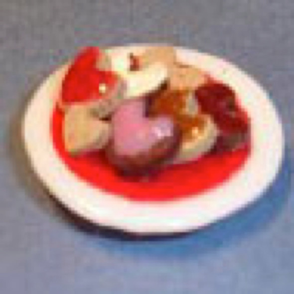 RAINDROP MINIATURES - 1" Scale Dollhouse Miniature - Valentine Cookies - Valentine's Day Theme (180)