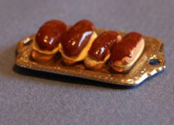 RAINDROP MINIATURES - 1" Scale Dollhouse Miniature - Eclairs on Tray - Filled (51)