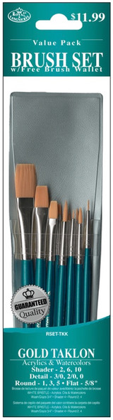 ROYAL BRUSH - Gold Taklon Value Pack Brush Set-10/Pkg (9156) 090672224132