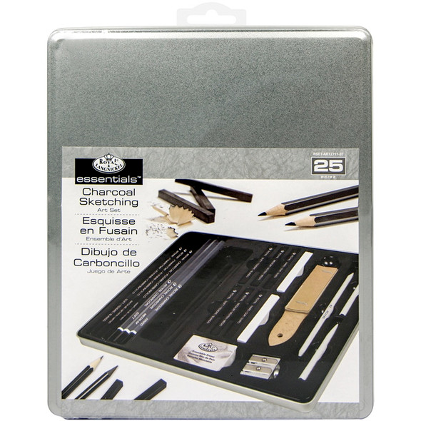 ROYAL BRUSH - Essentials(TM) Medium Charcoal Art Set With Tin - (ART2711) 090672065100