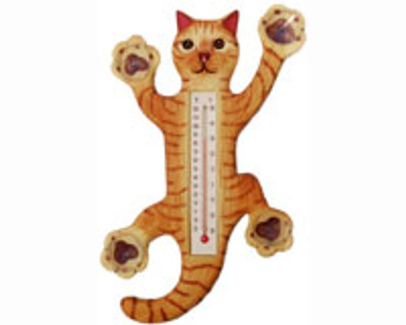 SONGBIRD ESSENTIALS - Climbing Orange Tabby Cat Small Window Thermometer SE2170904 645194771963