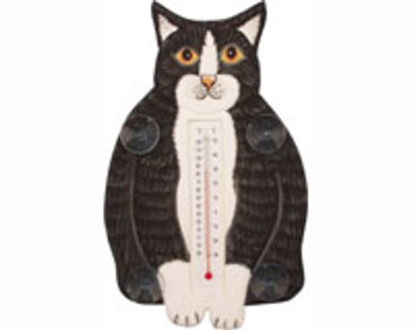 SONGBIRD ESSENTIALS - Fat Black & White Cat Small Window Thermometer SE2170911 645194772007
