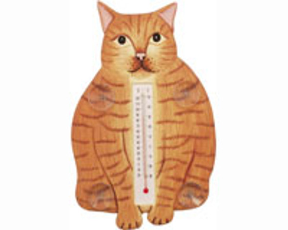 SONGBIRD ESSENTIALS - Fat Orange Tabby Cat Small Window Thermometer SE2170912 645194772014