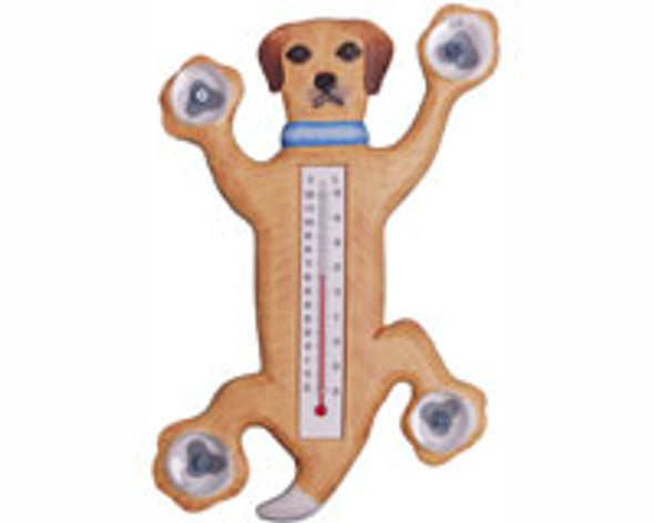SONGBIRD ESSENTIALS - Climbing Yellow Lab Dog Small Window Thermometer SE2171003 645194772045