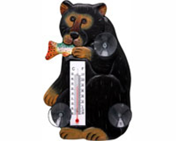 SONGBIRD ESSENTIALS - Black Bear with Trout Small Window Thermometer SE2174008 645194772441