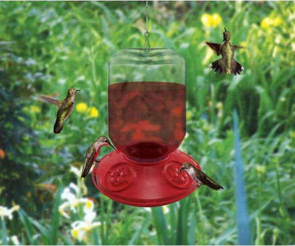 SONGBIRD ESSENTIALS - Dr. JB Switchable 48 oz Feeder with Red Flowers Hummingbird Feeder (SE6026) 645194060265
