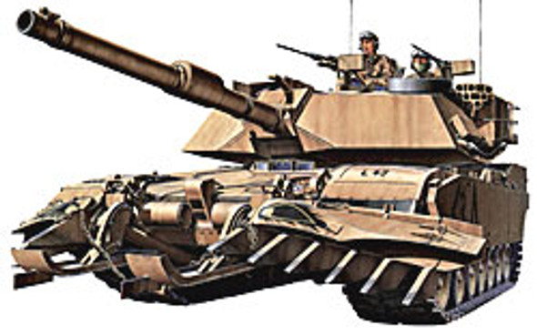 TAMIYA - US M1A1 Tank with Mine Plow 1/35 Scale Plastic Model Kit (35158) 4950344351589