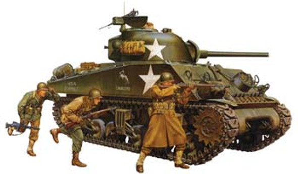 TAMIYA - M4A3 Sherman 75mm Tank 1/35 Scale Plastic Model Kit (35250) 4950344992782