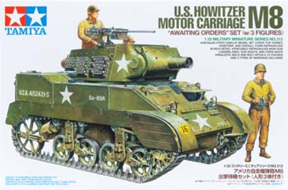 TAMIYA - 1/35 US Howitzer Motor Carriage M8 with 3 Figures - Plastic Model Military Kit (35312) 4950344353125